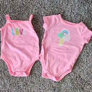 Garanimals Pink Baby One-Piece Bodysuits with Pineapple & Ice Cream Graphics